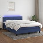 vidaXL Boxspring met matras en LED stof blauw 140x200 cm, Huis en Inrichting, Slaapkamer | Bedden, Verzenden, Nieuw
