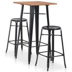 vidaXL 3-delige Barset staal zwart, Huis en Inrichting, Complete eetkamers, Verzenden, Nieuw