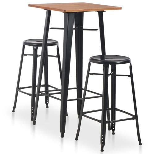 vidaXL 3-delige Barset staal zwart, Huis en Inrichting, Complete eetkamers, Nieuw, Verzenden