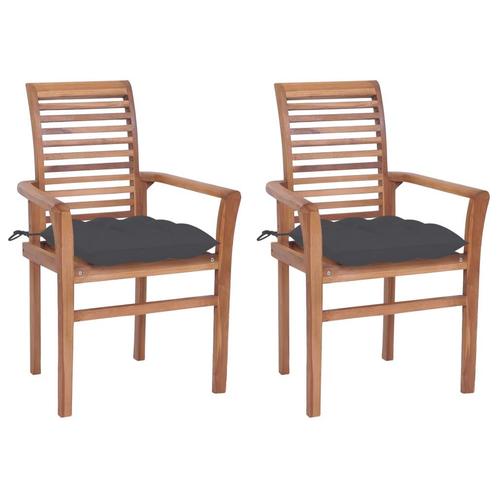 vidaXL Chaises à dîner 2 pcs avec coussins anthracite, Tuin en Terras, Tuinsets en Loungesets, Verzenden