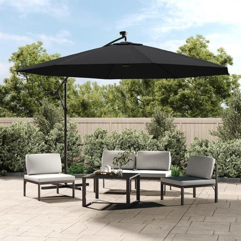 vidaXL Zweefparasol met LED-verlichting 350 cm zwart, Tuin en Terras, Parasols, Nieuw, Verzenden