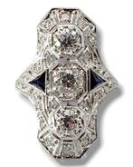 Ring - 18 karaat Witgoud, Prachtige Art Deco 18K gouden ring, Handtassen en Accessoires, Ringen, Nieuw