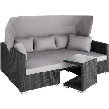 tectake Wicker loungeset San Marino met aluminium frame - zw, Verzenden