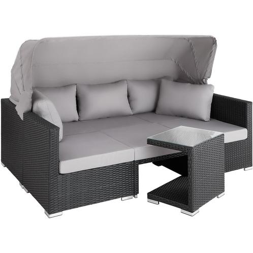 tectake Wicker loungeset San Marino met aluminium frame - zw, Tuin en Terras, Tuinsets en Loungesets, Verzenden