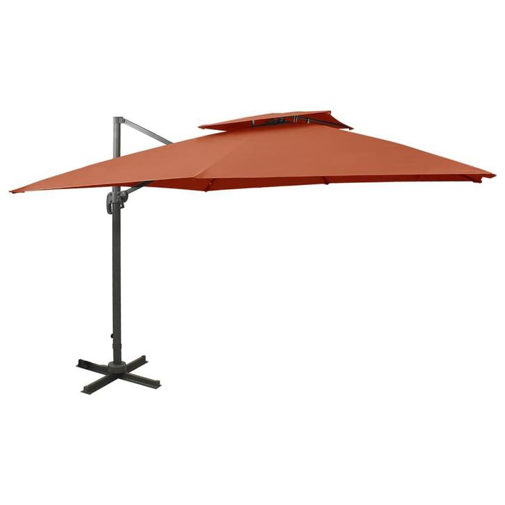 Terracotta Zweefparasol 300x300 | Tweede Kansje | OP = OP, Tuin en Terras, Parasols, 3 tot 4 meter, Nieuw, Zweefparasol, Verzenden