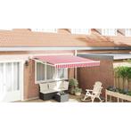 vidaXL Inklapbare Luifel Rood en wit 350 x 250 cm Stof, Tuin en Terras, Verzenden, Nieuw