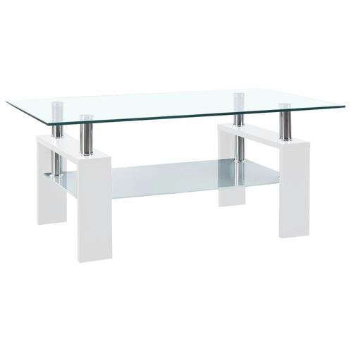 vidaXL Salontafel 95x55x40 cm gehard glas transparant en wit, Maison & Meubles, Tables | Tables de salon, Envoi