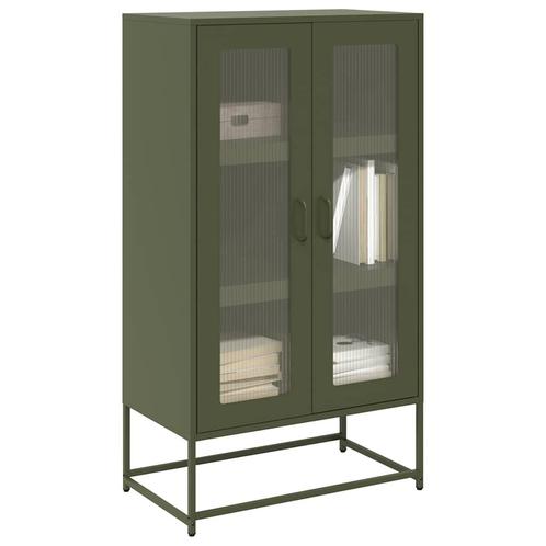 vidaXL Hoge kast 68x39x123 cm staal olijfgroen, Huis en Inrichting, Kasten | Dressoirs, Nieuw, Verzenden