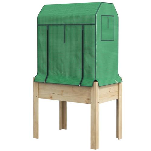 TRUUSK Verhoogd Houten Bloembed Met Kas 86x60x165cm - Verhoo, Tuin en Terras, Bloembakken en Plantenbakken, Verzenden