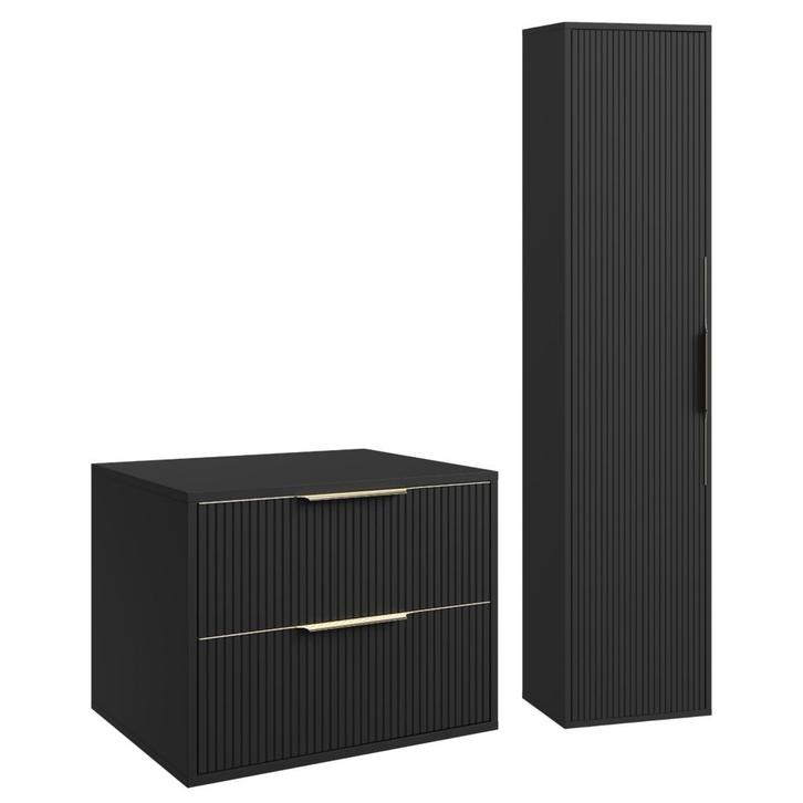 Wastafelkast Rimini 60 cm - Zwart -  Badmeubel met Kolomkast, Huis en Inrichting, Badkamer | Badkamermeubels, Nieuw, Verzenden