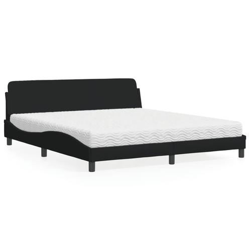 vidaXL Bed met matras stof zwart 180x200 cm, Huis en Inrichting, Slaapkamer | Bedden, Nieuw, Verzenden
