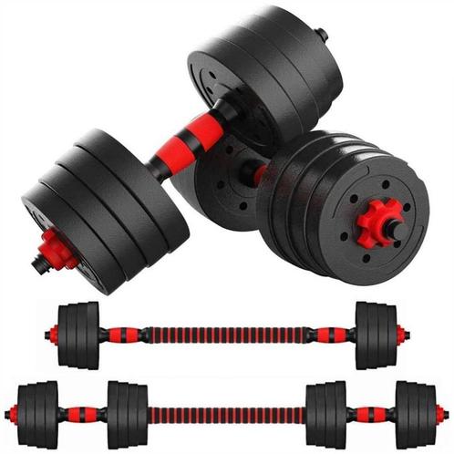 Verstelbare dumbbellset 30 kg - Zwarte composiet schijven..., Sport en Fitness, Fitnessmaterialen, Nieuw, Ophalen of Verzenden