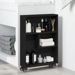 vidaXL Smalle Opbergtrolley Zwart Eiken 48x13x68 cm Gelaagd, Huis en Inrichting, Verzenden, Nieuw