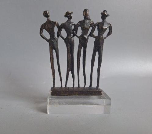 Artihove - Beeldje - 4 op een rij - verbronsd, Antiek en Kunst, Curiosa en Brocante