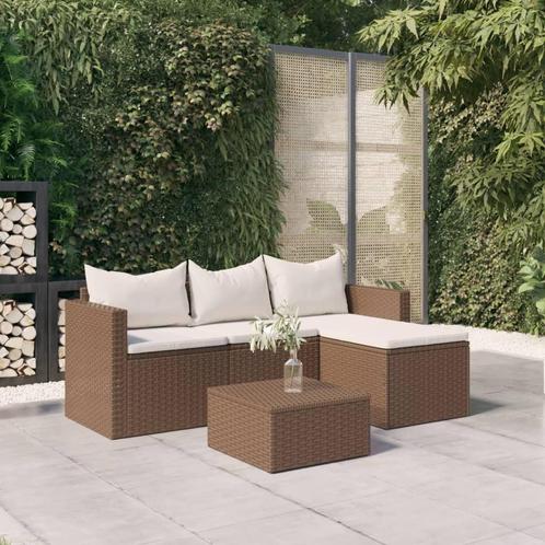 vidaXL Loungeset poly rattan bruin, Tuin en Terras, Tuinsets en Loungesets, Loungeset, Nieuw, Verzenden