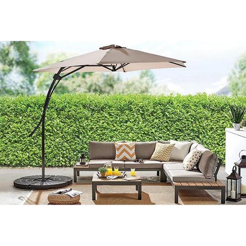 Zweefparasol - taupe - diameter 300 cm - parasol, Tuin en Terras, Zonneschermen, Verzenden
