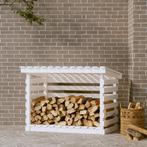 vidaXL Haardhoutrek 108x73x79 cm massief grenenhout wit, Verzenden, Nieuw