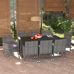 vidaXL 9-delige Tuinset met kussens poly rattan grijs, Tuin en Terras, Verzenden, Nieuw, Tuinset