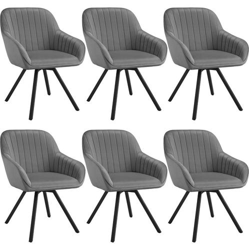 tectake Draaibare fluwelen stoel Snug, gestoffeerd - grijs,, Huis en Inrichting, Stoelen, Verzenden
