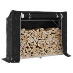 vidaXL Haardhoutrek met regenhoes 151x40,5x110,5 cm staal, Tuin en Terras, Brandhout, Verzenden
