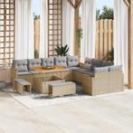 vidaXL Tuinbank Set met kussen met opslag 13 pcs Beige Poly, Tuin en Terras, Verzenden, Nieuw