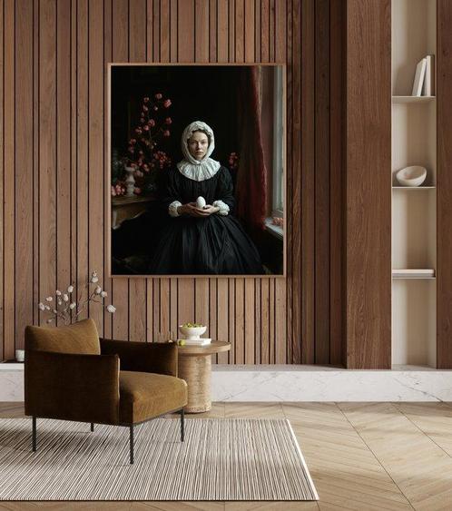 Erminando Aliaj - Woman with an egg, Antiek en Kunst, Kunst | Schilderijen | Modern