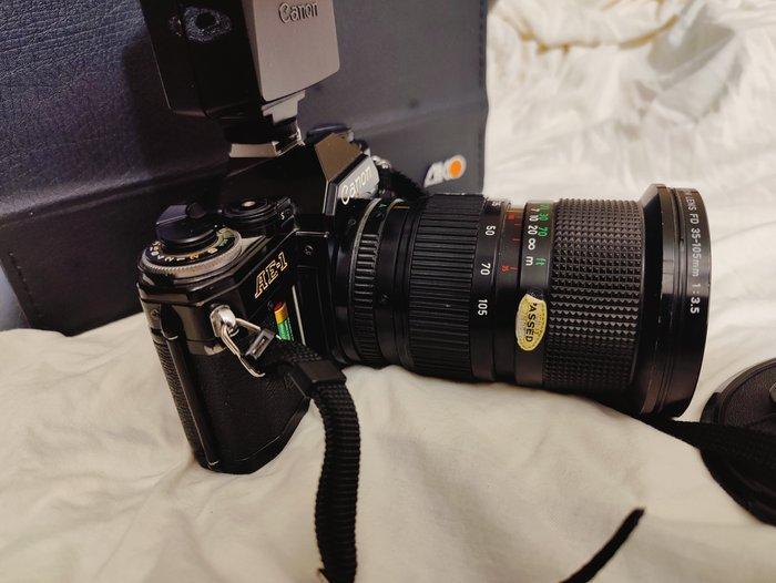 Canon AE-1 black + FD 35-105mm + acc. | Middenformaatcamera, Audio, Tv en Foto, Fotocamera's Analoog