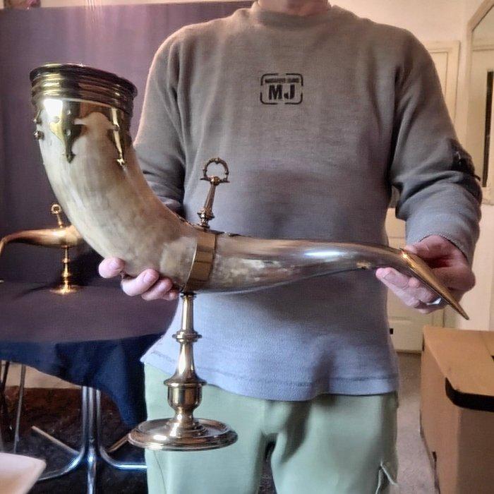 Kaarsenhouder (2) - Messing - Hoorns des overvloed, Antiek en Kunst, Antiek | Klokken