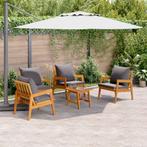 vidaXL Bistroset met kussen 5 pcs Bruin Massief Acacia Hout, Tuin en Terras, Verzenden, Nieuw