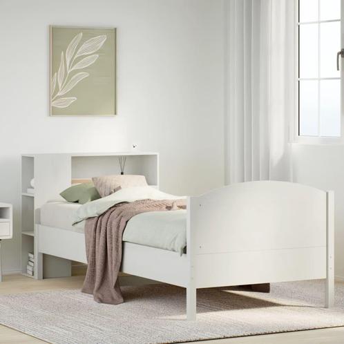 vidaXL Bed met boekenkast zonder matras grenenhout wit, Huis en Inrichting, Slaapkamer | Bedden, Nieuw, Verzenden