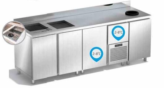 Bar-/Cocktailstation | RVS  | 2 Gekoelde + 3 Neutrale, Zakelijke goederen, Horeca | Keukenapparatuur, Nieuw in verpakking, Verzenden