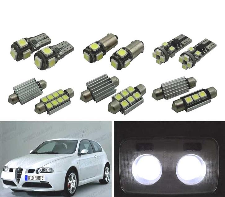 Kit 9 Ampoules Led Intérieur Pour Alfa Romeo 147 00-10, Auto-onderdelen, Verlichting, Verzenden