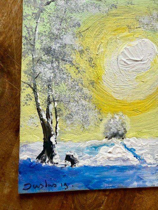 Justus Donker - Winterzon Landschap, Antiek en Kunst, Kunst | Schilderijen | Modern