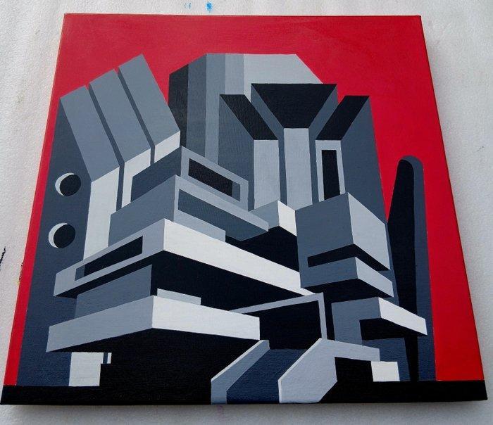 Tancredi Fornasetti (1983) - Scenario di quartiere, Antiek en Kunst, Kunst | Schilderijen | Modern