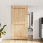 vidaXL Schuifdeur met beslag 100x210 cm massief grenenhout, Doe-het-zelf en Bouw, Deuren en Vliegenramen, Verzenden, Nieuw