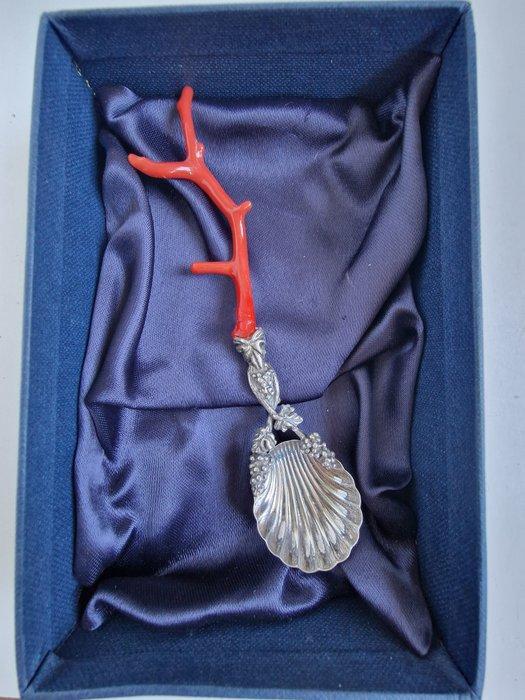 Lepel - koraal, zilver - Koraallepel, Antiek en Kunst, Antiek | Zilver en Goud
