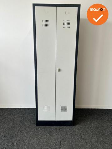 Lockerkast - 180x60x50 - 2 deurs - Zwart met zilvergrijze de beschikbaar voor biedingen
