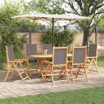 vidaXL Tuin Eettafel Set 7 pcs Antraciet 6-Persoons Hout,, Verzenden, Nieuw