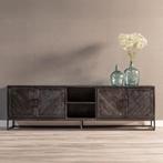 Tv-meubel Mangohout Sabia 200 Zwart, Verzenden, Nieuw, Overige houtsoorten, Industriële meubels