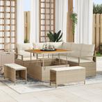 vidaXL 8-delige tuinzetel set met kussens in beige poly riet, Tuin en Terras, Tuinsets en Loungesets, Verzenden, Nieuw