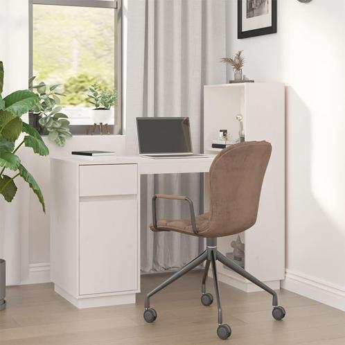 vidaXL Bureau 110x53x117 cm massief grenenhout wit, Huis en Inrichting, Bureaus, Nieuw, Verzenden
