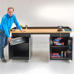 Datona Werkbank PRO eiken - 2 opbergkasten - 200 cm - zwart, Ophalen of Verzenden, Nieuw
