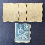 France - Y&T 114 Mouchon 25c bleu millésime + recto/verso, Gestempeld