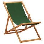 vidaXL Strandstoel inklapbaar eucalyptushout en stof groen, Tuin en Terras, Verzenden, Nieuw