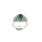 Ring - 14 karaat Witgoud Smaragd - Diamant
