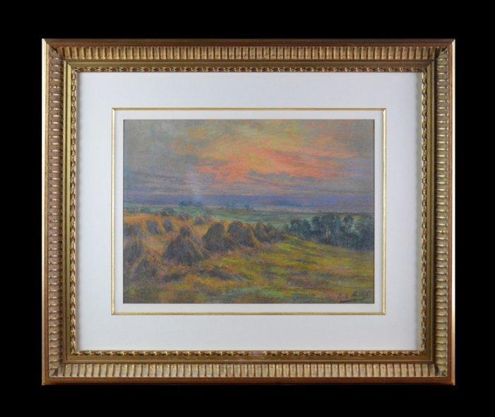 E. di Marzo (XIX-XX) - Meules de foin, Antiek en Kunst, Kunst | Schilderijen | Klassiek