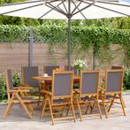 vidaXL Tuinstoelen 8 st verstelbaar hout en stof, Tuin en Terras, Tuinstoelen, Verzenden, Nieuw