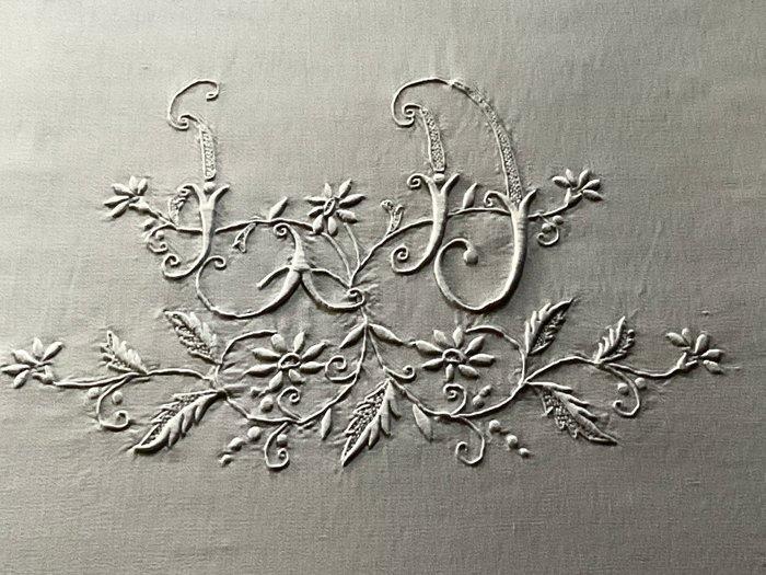 Vroege 20e eeuws linnen beddengoed met initialen L.D. en, Antiek en Kunst, Antiek | Tapijten, Tafelkleden en Textiel