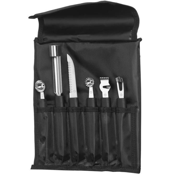 Decoratiemessenset | RVS | Zwart | 6 Stuks | Incl. Foudraal, Zakelijke goederen, Horeca | Keukenapparatuur, Nieuw in verpakking