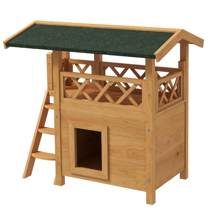 Kattenhuis - Massief Hout - Verdiepingen - Bruin, Dieren en Toebehoren, Katten-accessoires, Nieuw, Ophalen of Verzenden